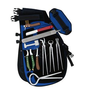 Kit Profesional de Herrador para Recorte de Cascos: Delantal de Cuero, Cortacascos, Cuchillos de Gancho y Bucle, Lima para Cascos, Martillo para Uñas y Cepillo - Product Image 1