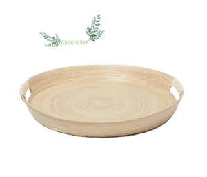 Ensemble d'assiettes filées naturelles en bambou faites à la main et durables avec logo laser rond en PC pour les fêtes Pack de plats du Vietnam - Product Image 6