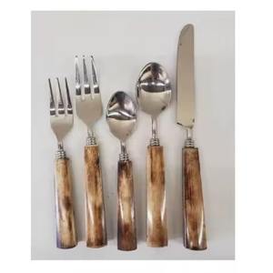 Nouveauté : Ensemble de couverts en acier inoxydable poli miroir avec manches en os naturel, ensemble de couverts pour la cuisine à domicile, accessoire d'ustensiles - Product Image 5