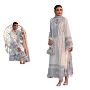Ensemble de 3 pièces Shalwar Kameez Kurti en tissu de coton lourd avec motif floral brodé, imperméable, décontracté - Product Image 1
