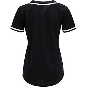 Jersey de béisbol con botones Hip Hop negro sólido personalizado para mujer al por mayor proveedor de camisetas de béisbol \ Softball de Pakistán - Product Image 2