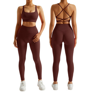 Women's Customizable 2-Piece Compression Eco-Friendly Quick Dry Breathable Skinny Fitness Tops <b>Shorts</b> Solid Color Yoga Training - Product Image 1