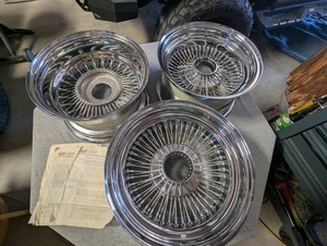 Chrome Wire <b>Wheels</b> Deep Dish Passenger Car Rim Set Multi <b>Spoke</b> Lowrider Style for Retrofit Upgrade - Product Image 1