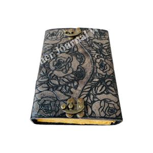Antique Fleur 100% Cuir Véritable Journal Rose En Relief Charbon De Bois Livre D'ombre À La Main Papier Cahier Cadeau Organisateur Personnel - Product Image 5