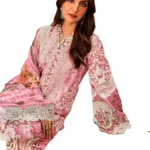 Pakistani Indian Salwar Kameez Gestikt Shalwar Kameez Kant En Klare Anarkali Jurk Doek Eid Collectie Verkochte Jurk