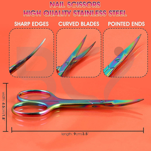 Tijeras de Manicura Multicolores de Acero Inoxidable, Empujador para Eliminar Piel Muerta, Tijeras para Cutículas, Cortaúñas, Herramientas de Manicura - Product Image 3