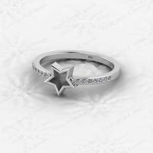 High Quality 14k Gold Plated 925 Sterling Silver 6mm Star Shape CZ Semi Mount Blank Setting Engagement <b>Ring</b> Keepsake DIY Jewelry - Product Image 5