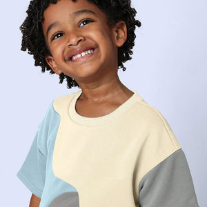 T-shirt décontracté à manches courtes en coton de haute qualité avec broderie personnalisée pour enfants - Ensemble garçon et fille, approvisionnement ODM, motif uni - Product Image 6