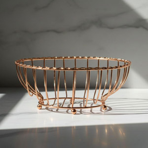 Grand panier à fruits en métal de qualité supérieure, design écologique, fruits sélectionnés, style traditionnel, hauteur 11,3 cm, largeur 26,67 cm - Product Image 2