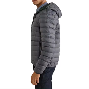Acheter OEM ODM Logo personnalisé Vestes d'hiver matelassées Veste d'extérieur matelassée à capuche épaisse et chaude pour hommes - Product Image 4