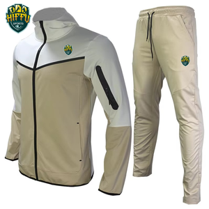 Men's Two Piece Hoodie 100% Cotton Solid Digital Printing Breathable Quick Dry Fleece Lining Winter Tracksuit High Quality - Product Image 1