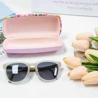 Étui à lunettes rigide personnalisé à imprimé floral bleu, en cuir PU, pour lunettes optiques