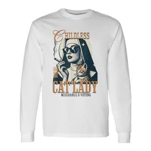 Camiseta de manga larga Kamala Feminist para mujer, diseño de gato sin cachorros, producto promocional de votación - Product Image 1