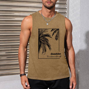 Poids lourd O cou blanc Polyester personnalisé plaine poids lourd débardeur luxe impression personnalisée logo O cou blanc haut surdimensionné hommes - Product Image 2