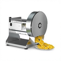 Commerciële elektrische automatische roestvrijstalen groente- en fruitsnijder voor uien, aardappelen, citroenen, kokosnootchips etc.