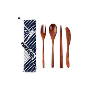 ชุดช้อนส้อมไม้,ชุดเครื่องใช้บนโต๊ะอาหารช้อนส้อมตะเกียบพร้อมกล่องเก็บของชุดเครื่องใช้บนโต๊ะอาหารสำหรับเดินทาง - Product Image 2