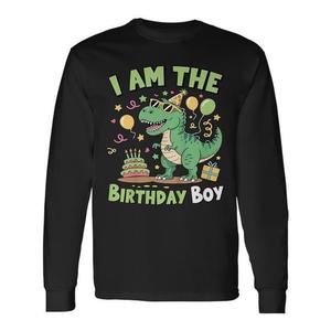 Maglietta a Maniche Lunghe per Bambini con T-Rex Dinosauro e Famiglia, Prodotto Promozionale per Compleanno - Product Image 1