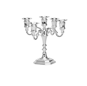 Candélabre unique à 5 bras en métal argenté, grand modèle, pour sol, décoration de mariage et centre de table - Product Image 2