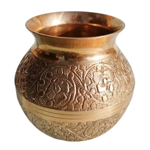 Lota de Latón Puro Vintage de Alta Calidad con Grabado y Acabado Pulido para Uso en la Cocina, Artículo de Cocina Árabe Antiguo Lutiya - Product Image 3