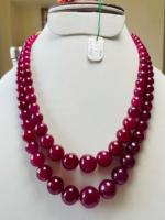 Collier de perles de rubis naturel de qualité AAA, lueur rouge excellente, couleur rouge intense, 7,5-17 mm, perles de pierre certifiées IGI pour la fabrication de bijoux