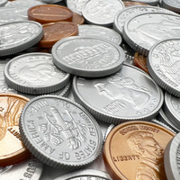 PLOMA 94 Piezas de Monedas de Dólar Estadounidense de Plástico No Tóxico (30+20+4+30) para Niños de 2 a 7 Años, Juguete Educativo
