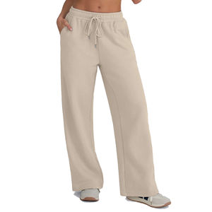 Pantalones de mujer moda cálido invierno pierna ancha pantalones de sudor sueltos gimnasio al aire libre cordón decoración cómodo pantalón plano de Yoga - Product Image 1