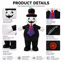 Costume de mascotte de vampire gonflable Baige avec chapeau haut-de-forme pour fête d'Halloween, événement et spectacle sur scène