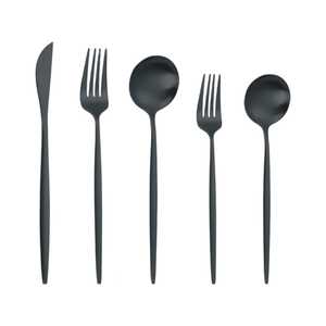 Affordable Black <b>Flatware</b> <b>Set</b> Knife Fork Spoon Stainless Steel Cutlery For Wedding Event Restaurant Hotel & Gift Use - Product Image 1