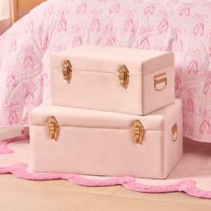 Velvet Rose Gold Luxury Decorative Organizer <b>Boxes</b> <b>Large</b> Capacity Metal Storage Trunk Set for Clothing - Product Image 4