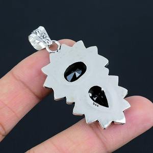 Nouvelle Arrivée Naturel Noir Onyx Fleur Solide 925 Sterling Argent Plaqué Designer Pendentif Femmes En Gros Bijoux Fabrique - Product Image 4