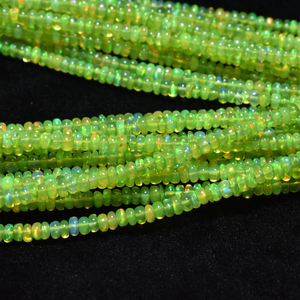 Wholesale Natural <b>Green</b> Ethiopian Opal Rondelle Smooth <b>Beads</b> Gemstone <b>Beads</b> for Jewelry Making - Product Image 6