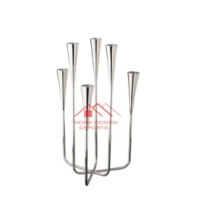 Bougeoir en métal de conception courbe en nickel argent fini bougeoir en métal de luxe de vente chaude - Product Image 3