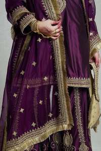 Ensemble prêt à porter Kurti en soie de créateur indien à broderie lourde pour femme hiver Sharara Gharara Salwar Kameez Zari travail pakistanais - Product Image 4