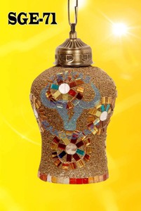 โคมไฟเพดานแบบดั้งเดิมสไตล์ตุรกีทำด้วยมือแบบดั้งเดิมโคมไฟระย้าแบบโมเสค6แขน - Product Image 3