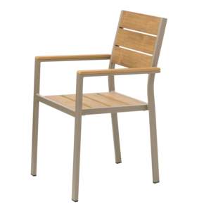 Poltrona da Giardino in Teak con Telaio in Alluminio e Doghe in Legno Plastico (22 L x 33 A) - Product Image 1