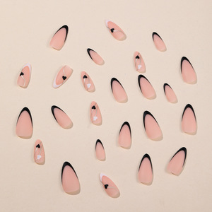 <span class=keywords><strong>Uñas</strong></span> Postizas Hechas a Mano al por Mayor para el Día <span class=keywords><strong>de</strong></span> San Valentín, con Líneas en Contraste y Acabado Escarchado, Suministros para Vendedores <span class=keywords><strong>de</strong></span> <span class=keywords><strong>Uñas</strong></span> - Product Image 2