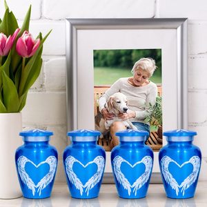 Blue <b>Urns</b> Angel Wings - <b>Small</b> Keepsake <b>Urns</b> <b>for</b> <b>Human</b> <b>Ashes</b> Set of 4 - Angel <b>Urns</b> <b>for</b> <b>Ashes</b> with Box & Bags - Honor Your Loved - Product Image 2