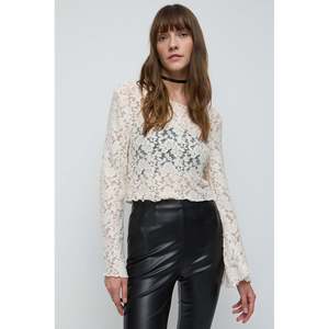 Blusa Bohemia Casual Vintage para Mujer, Talla XL, Corte Regular, Bordada con Parches, Cuello Redondo con Lazo, Manga Casquillo, Viscosa, 220g, Primavera - Product Image 3