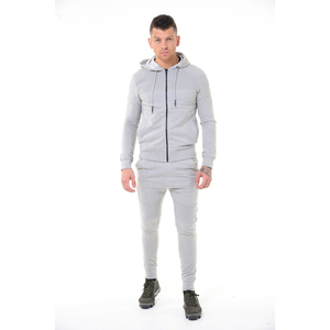 Ensemble de survêtement de sport pour homme en coton 100% avec fermeture éclair, 350GSM, sweat-shirt à capuche, jogging, OEM, étiquette privée, fabricant personnalisé - Product Image 1