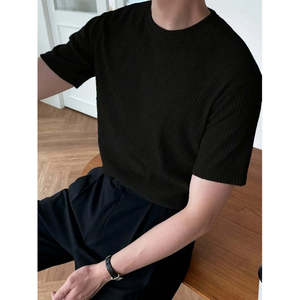 Chemisier en tricot à manches courtes et col rond pour hommes, 23448 - Product Image 3