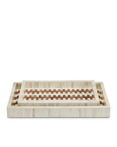 Bandeja de mármol de bambú con incrustaciones de madera y resina de estilo moderno de la mejor calidad, bandeja de servicio con incrustaciones de hueso redondeado para restaurante de Hotel en casa - Product Image 1