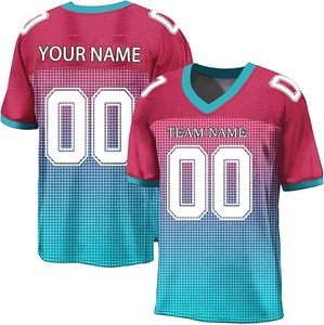 Custom American Football Jersey V-Neck Sublimated Gradient <b>Mesh</b> 100% Polyester Short Sleeve Unisex Adult Breathable Sport Shirt - Product Image 1
