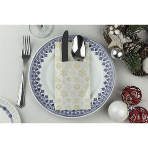 Servilletas de Bolsillo Kanguro Blancas de 40x40cm con Estampado Dorado de Estrellas, Toallitas Secas Suaves, 240 Unidades, B2B - Product Image 1