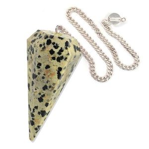 Alta calidad dálmata jaspe espiritual Chakra cristal Reiki péndulo mascota estilo Soha ágata piedra preciosa para curar radiestesia venta - Product Image 3
