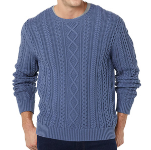 Pulls en maille côtelée à col rond et manches longues 100 % coton pour hommes, motif hiver, personnalisables avec logo – Vente en gros - Product Image 4