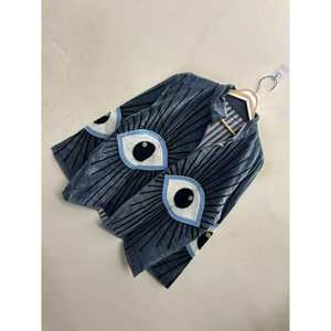 เสื้อแจ็คเก็ตกำมะหยี่ปักลายซูซานีสำหรับผู้หญิง สีน้ำเงินเข้มแบบกลับด้านได้ พร้อมลายตาสีงาช้างและสีฟ้าคอร์นฟลาวเวอร์ ระบายอากาศได้ดี ไซส์ XL - Product Image 3