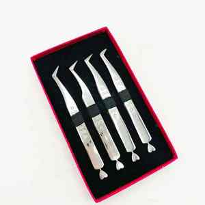 Juego de pinzas de pestañas de volumen grabadas con Mini corazones, pinzas de extensión de pestañas injertadas, herramientas de pestañas sostenibles de grado quirúrgico - Product Image 3