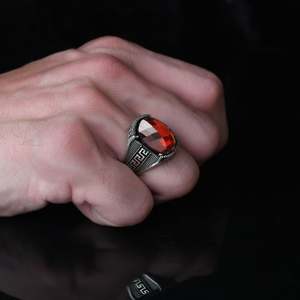 Turkey Azuris VALKH1440 925 Sterling Silver <b>Men's</b> <b>Ring</b> Ottoman Style Natural <b>Black</b> Stone - Product Image 3