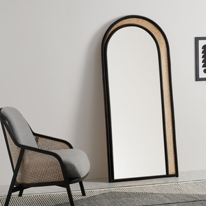 Espejo de arco grande de ratán, decoración de pared de sala de estar de alta calidad, Color Natural antiguo - Product Image 1