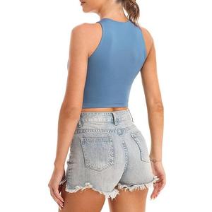 Top corto de manga corta 2024, Camiseta de algodón con el mejor diseño para mujer, cuello redondo informal con logotipo frontal, patrón de estampado de talla XS de verano - Product Image 4